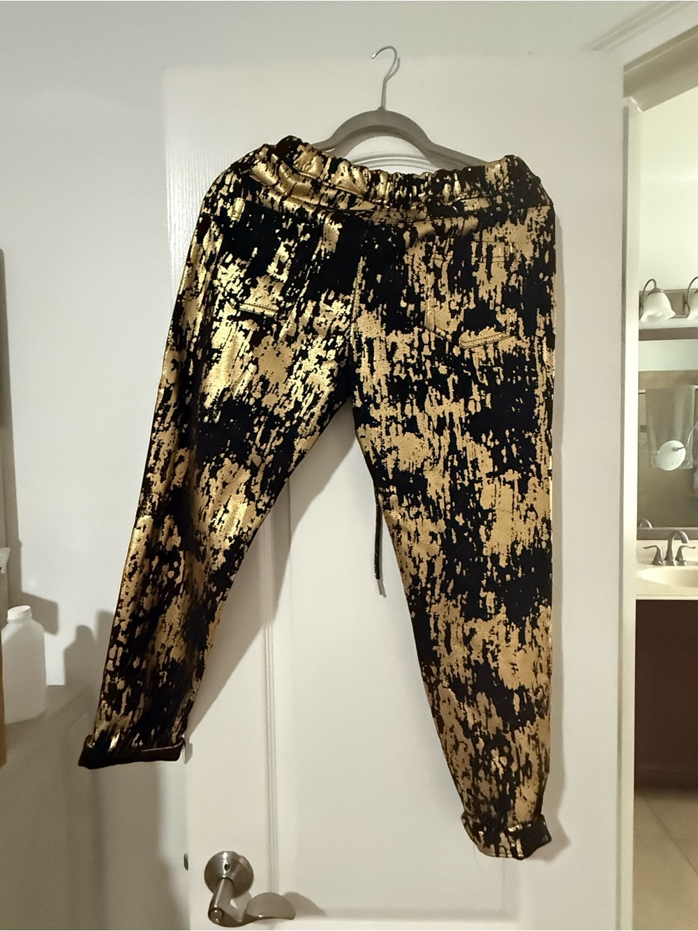 Black and Gold Metallic Abstract Joggers